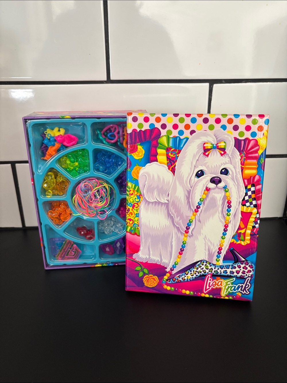 Vintage Lisa Frank Princess Pearls Bead & Charm Kit With Keepsake Box